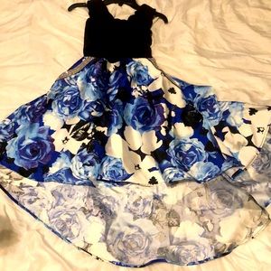 Kids Speechless Royal Blue & Black High-Low Sleeveless Dress Rhinestone pockets